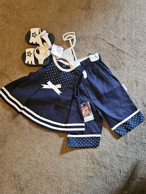 Vitamins Baby Navy and White Polka Dot Toddler Two-Piece Set